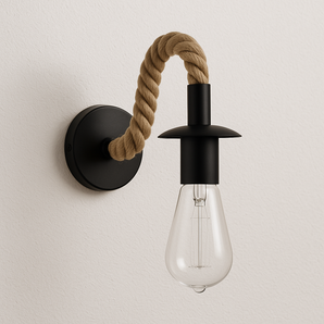 Luminária Arandela Moderna Industrial Retrô Corda Candle - Preto - ORNE™
