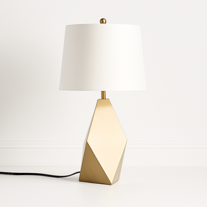 Luminária de Mesa Abajur Moderna Minimalista LED Tecido Metal Jaller - Dourado e Branco / Tecido e Alumínio / Branco Quente (3000K) - ORNE™