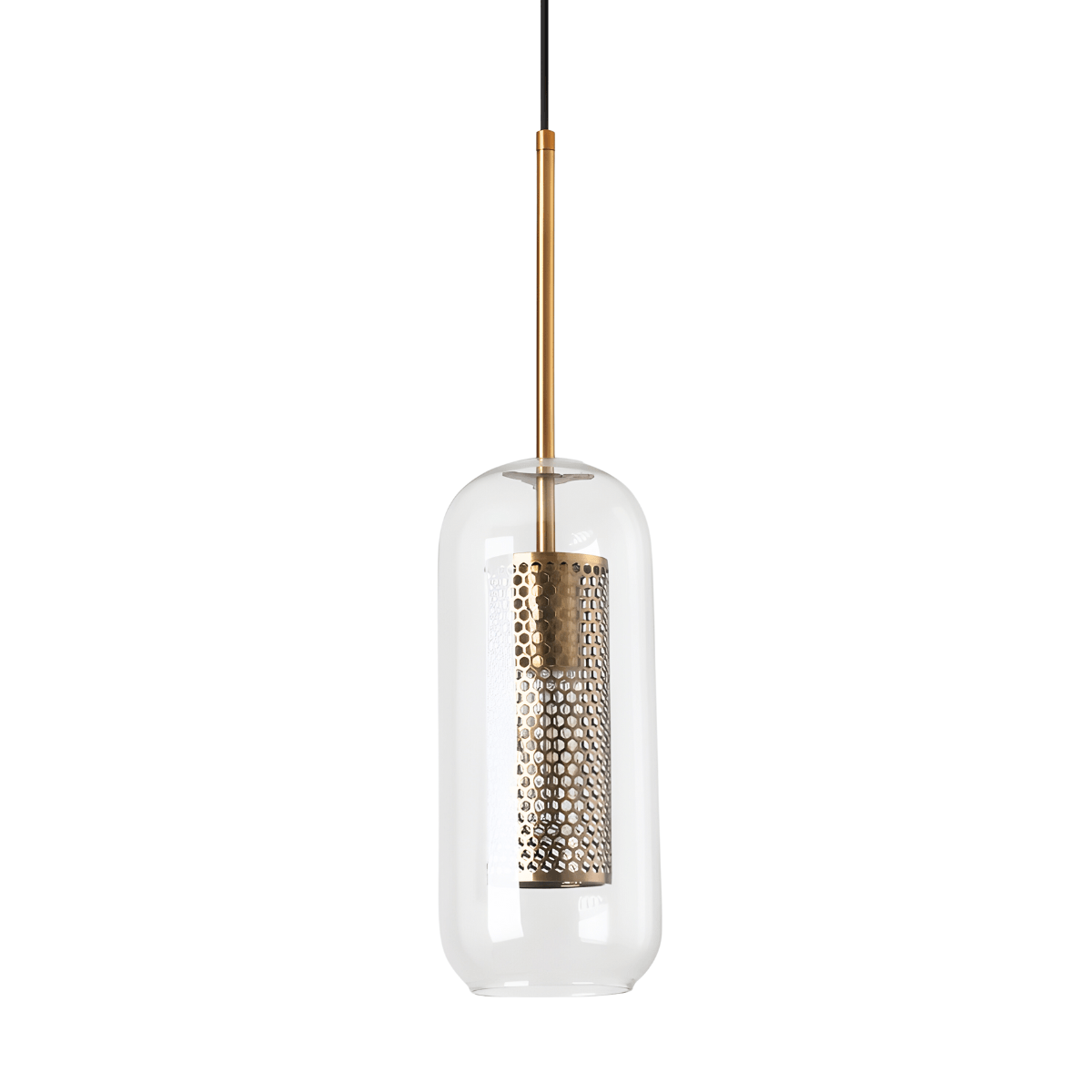 Luminária Pendente Moderna Minimalista Metal Globo Vidro Glint - Ø12cm / Dourado