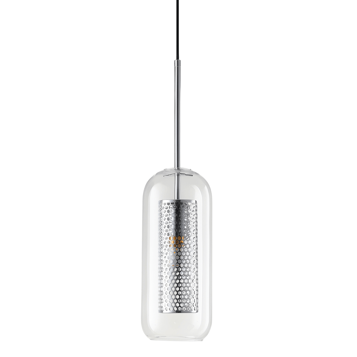 Luminária Pendente Moderna Minimalista Metal Globo Vidro Glint - Ø12cm / Prata