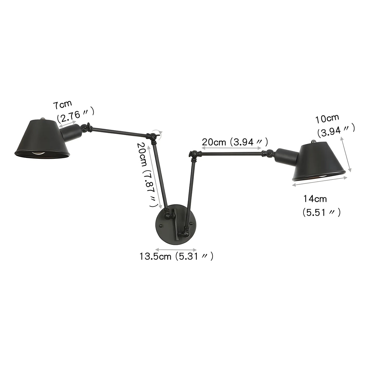 Luminária Arandela Moderna Minimalista Retrô Industrial Articulada Metal Ziri