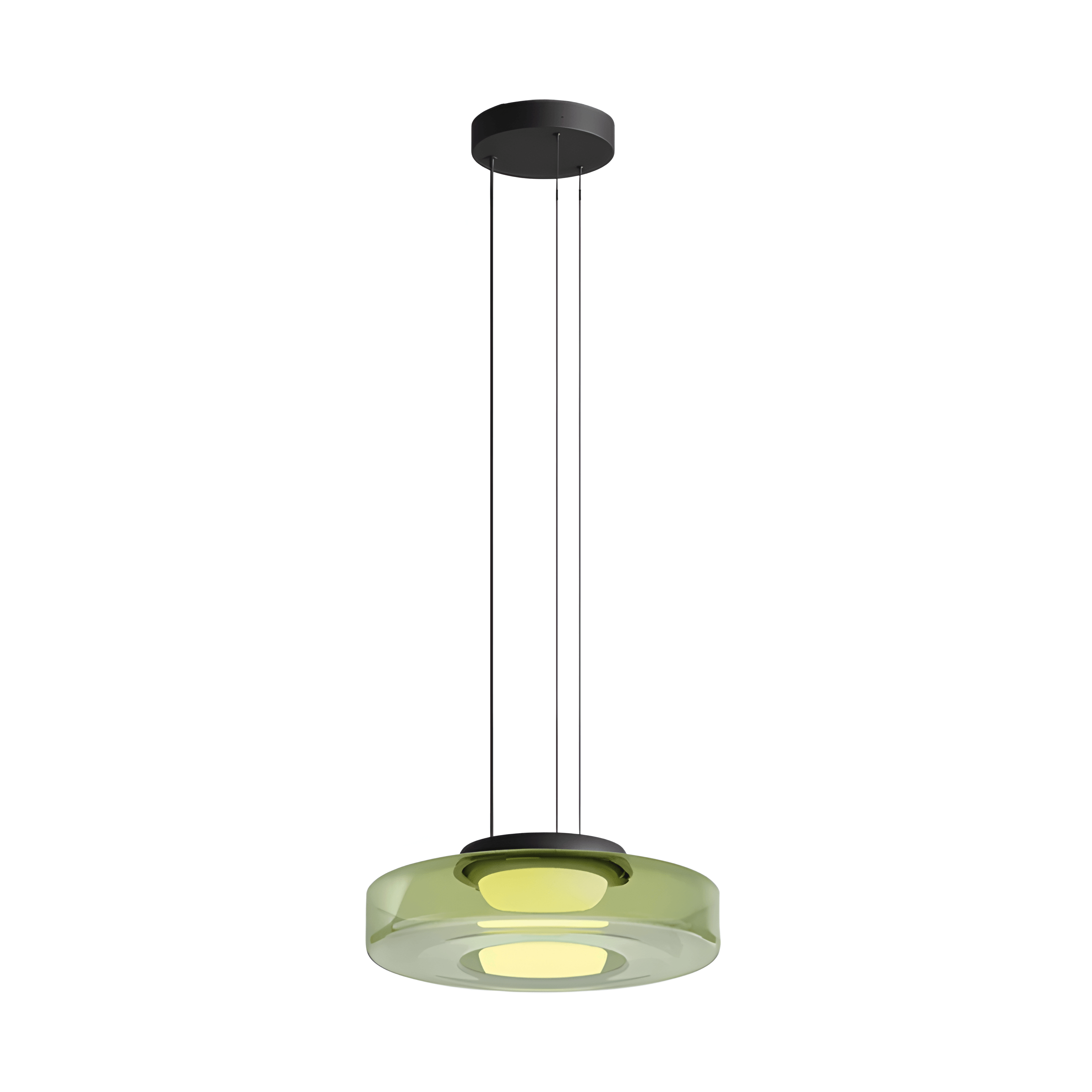 Luminária Pendente Moderna Minimalista Vidro LED Clove - Verde / 1 camada / Ø25cm / Branco Quente (3000K)