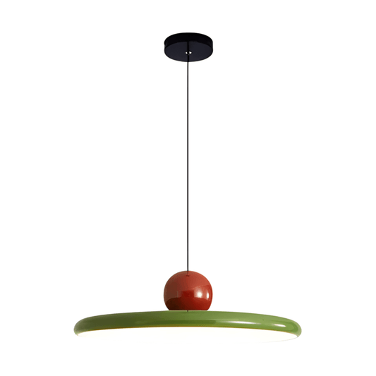 Luminaria Pendente Moderna Minimalista Metal LED River - Verde e Vermelho / Branco Quente (3000K)