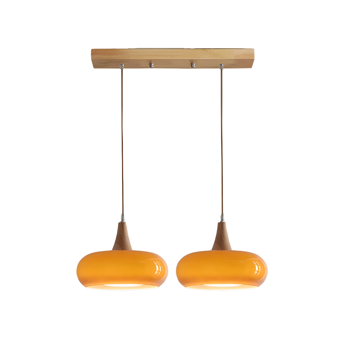 Luminária Pendente Moderna Minimalista Vidro Madeira Pumpkin