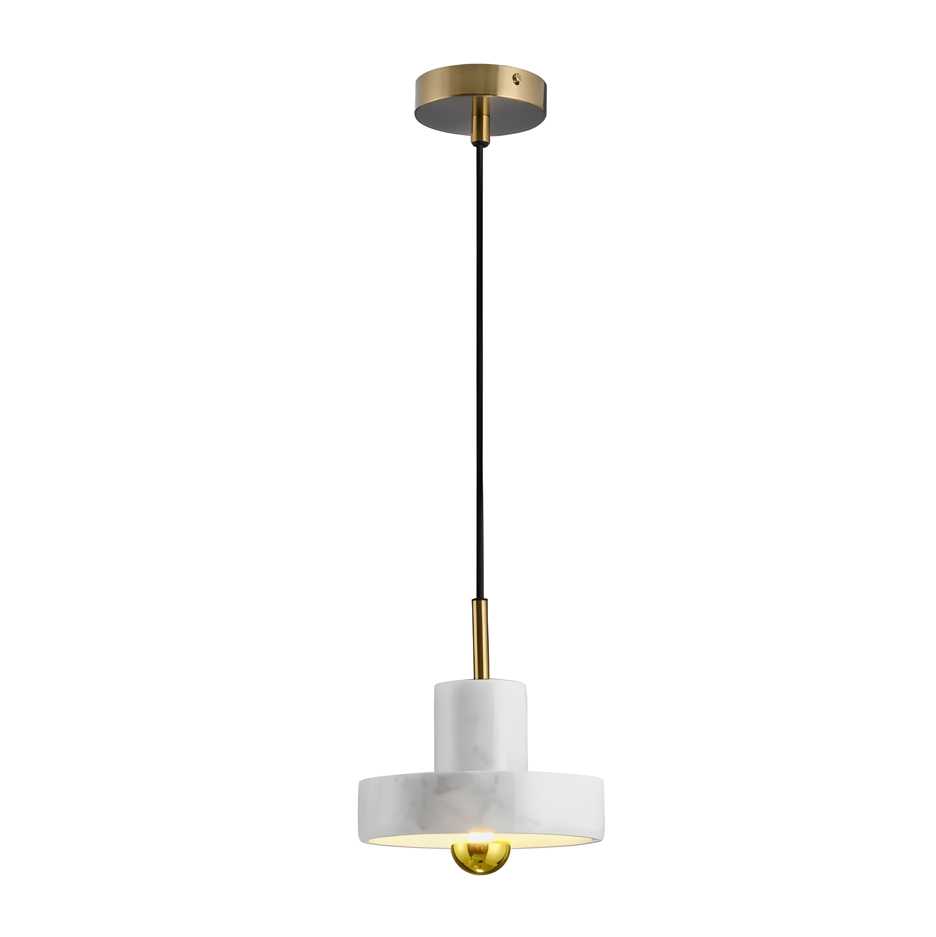 Luminária Pendente Moderna Minimalista Metal Mármore Astra - Branco / Branco Quente (3000K)