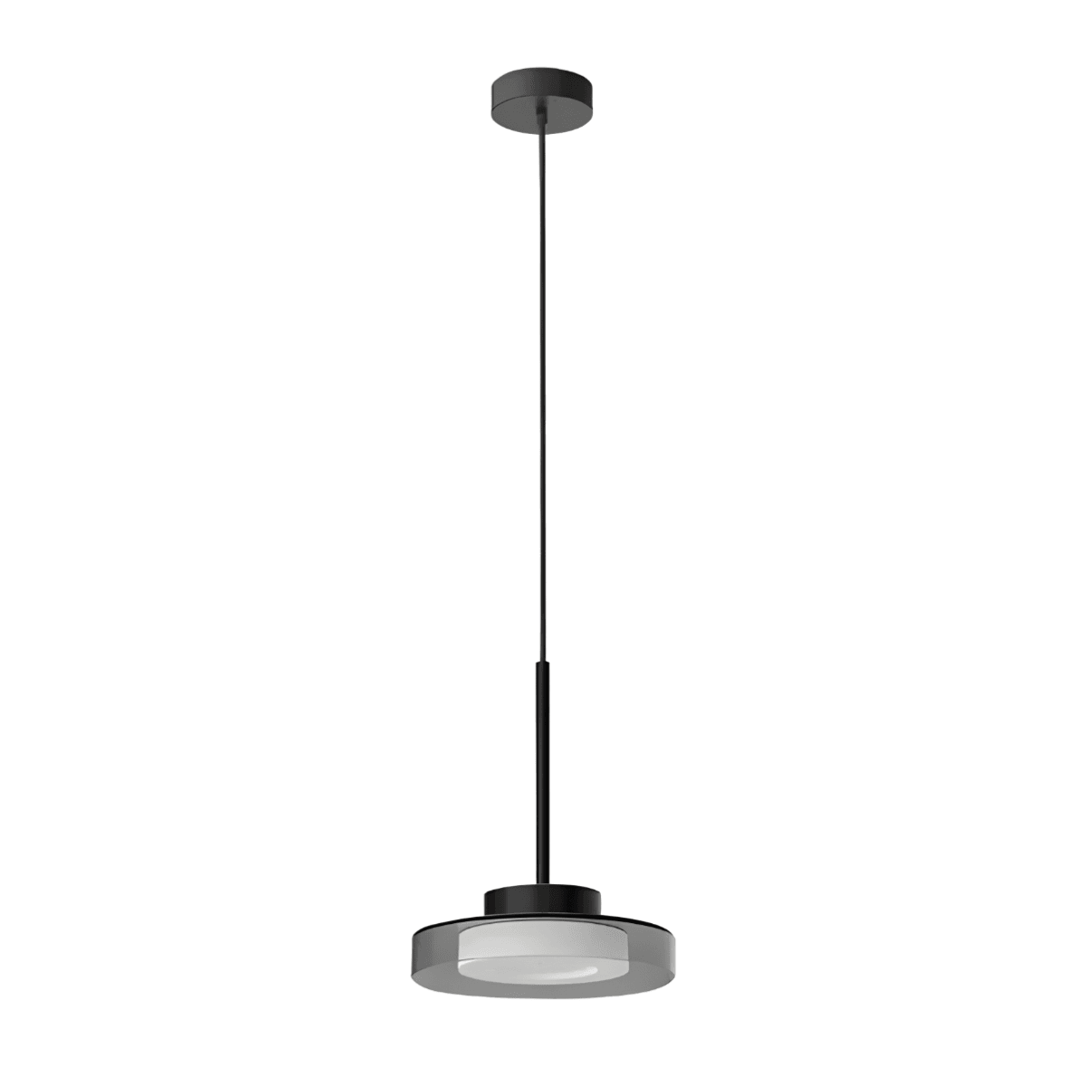 Luminária Pendente Moderna Minimalista Metal Vidro LED Lummi - Preto / Branco Quente (3000K)