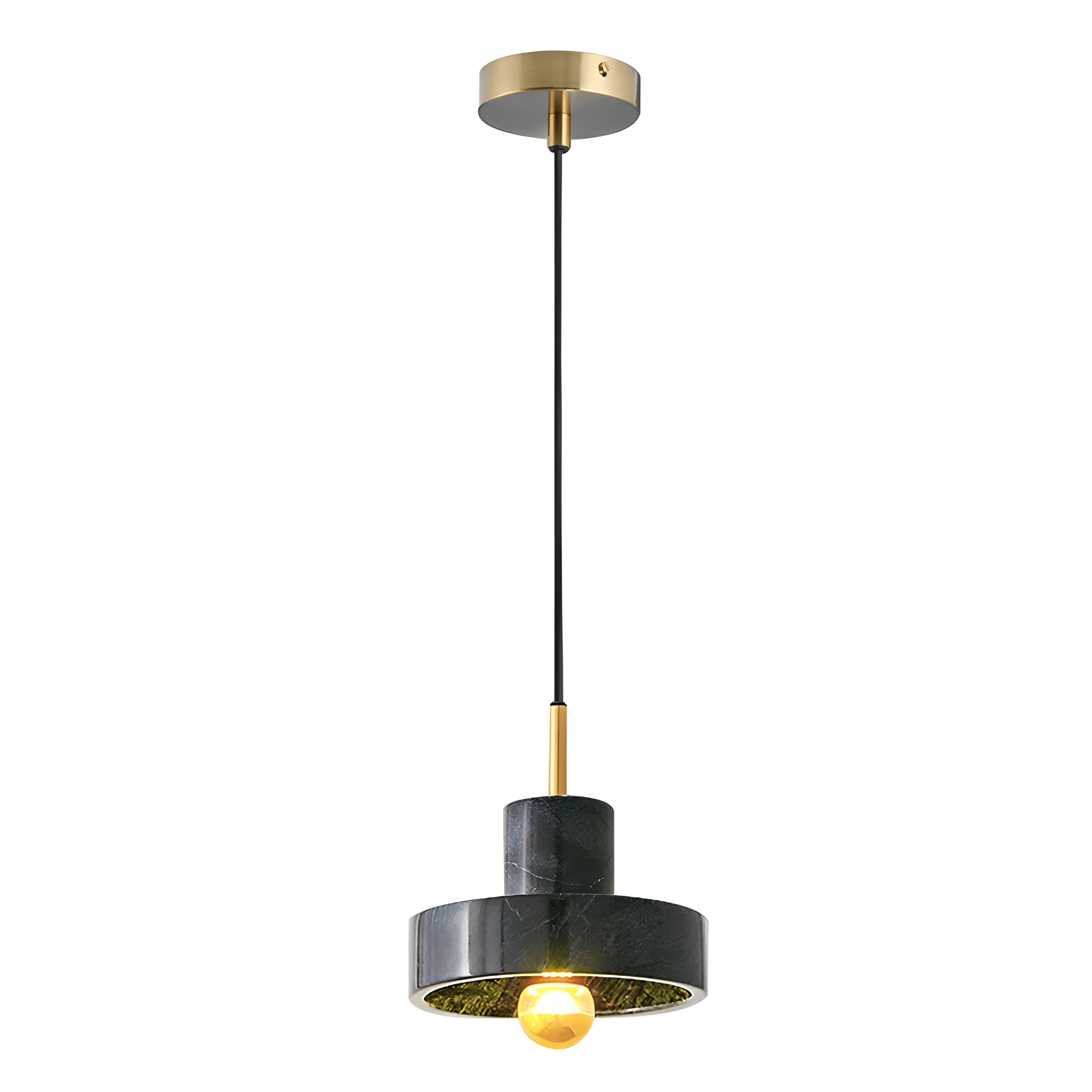 Luminária Pendente Moderna Minimalista Metal Mármore Astra - Verde / Branco Quente (3000K)