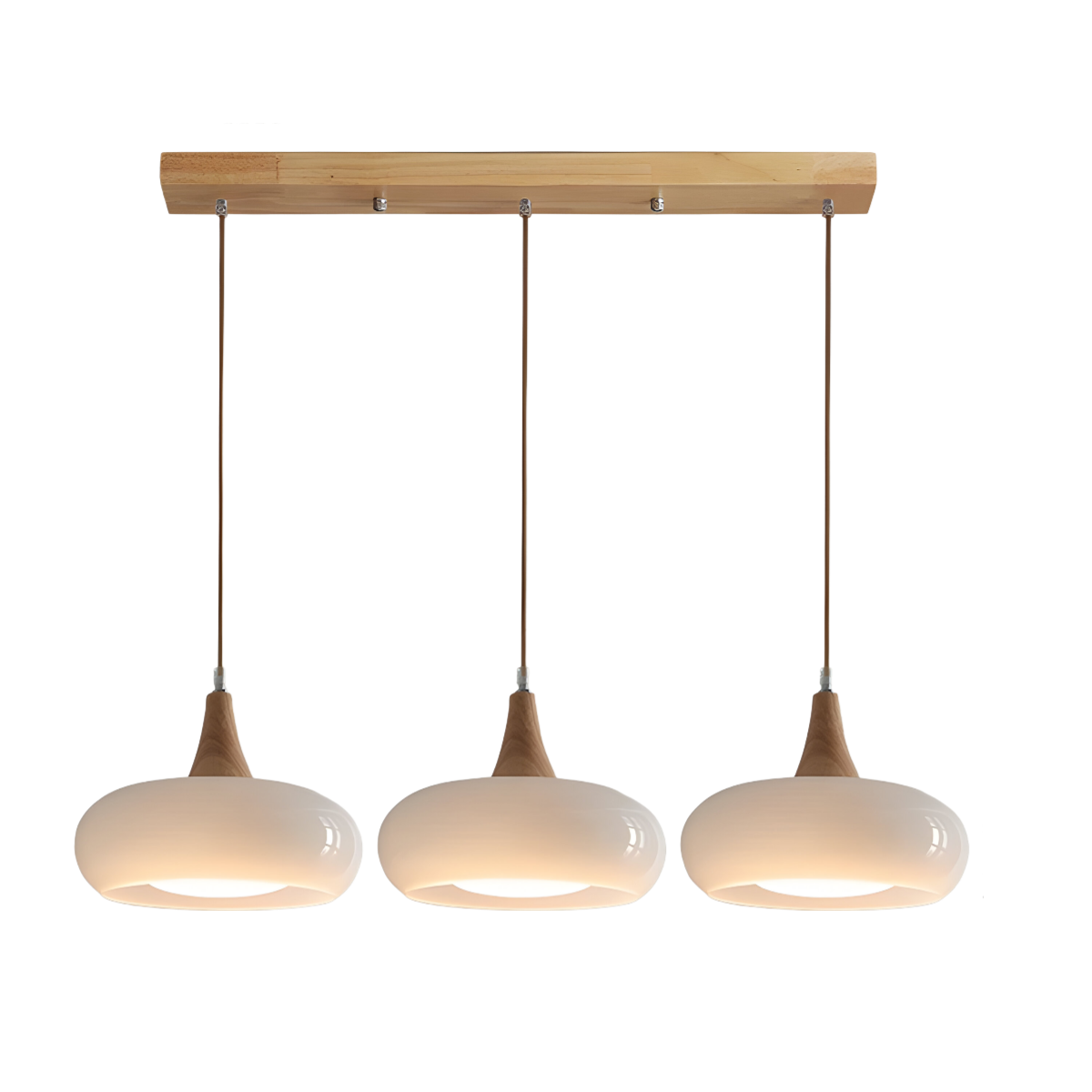 Luminária Pendente Moderna Minimalista Vidro Madeira Pumpkin