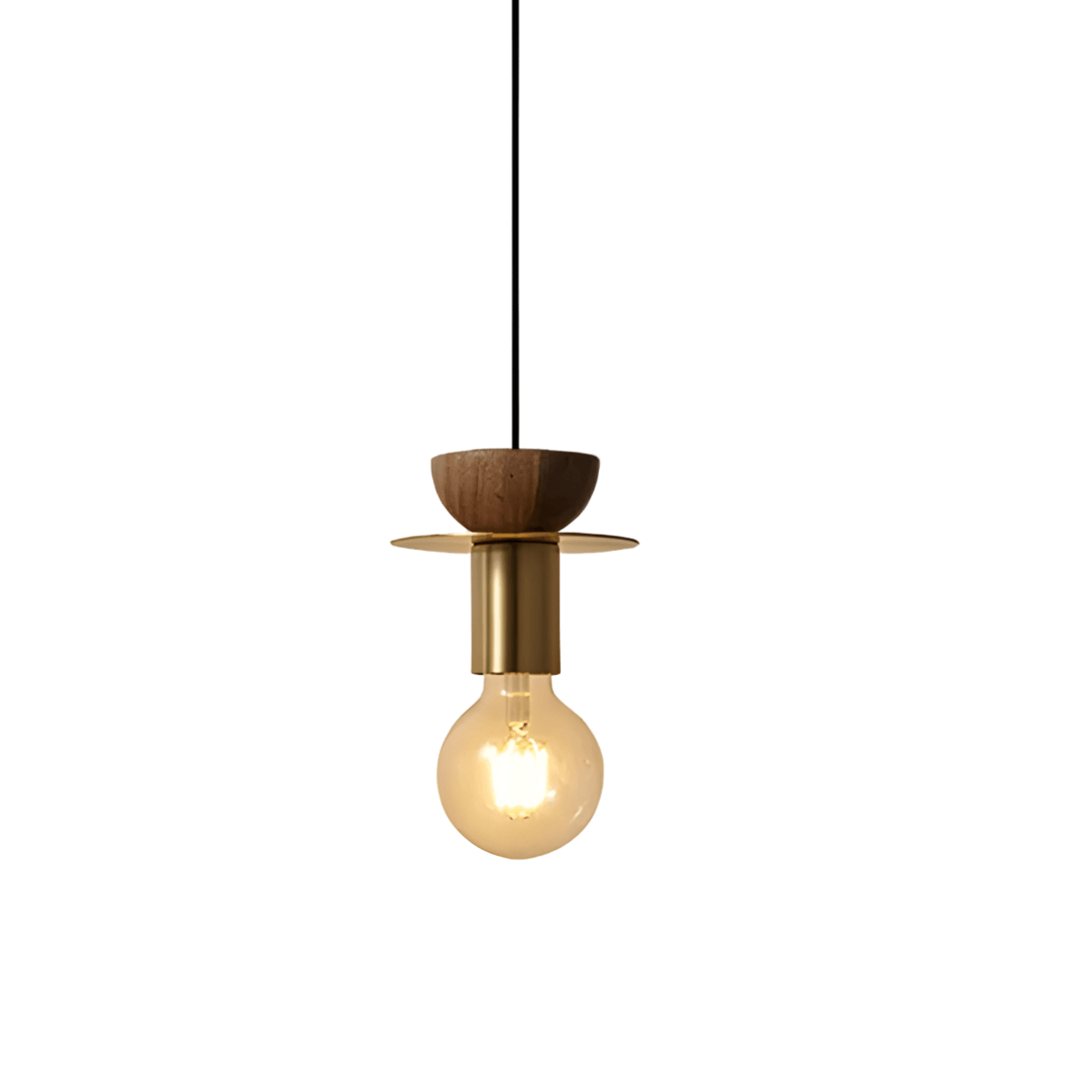 Luminária Pendente Moderna Minimalista Metal Madeira Zeno - B / Dourado