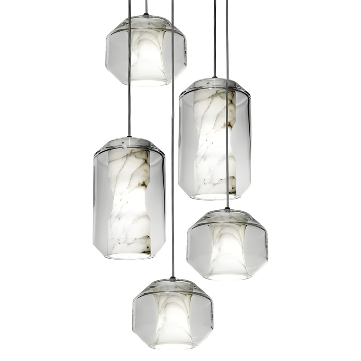 Luminária Pendente Moderna Minimalista Vidro Mármore Dosun
