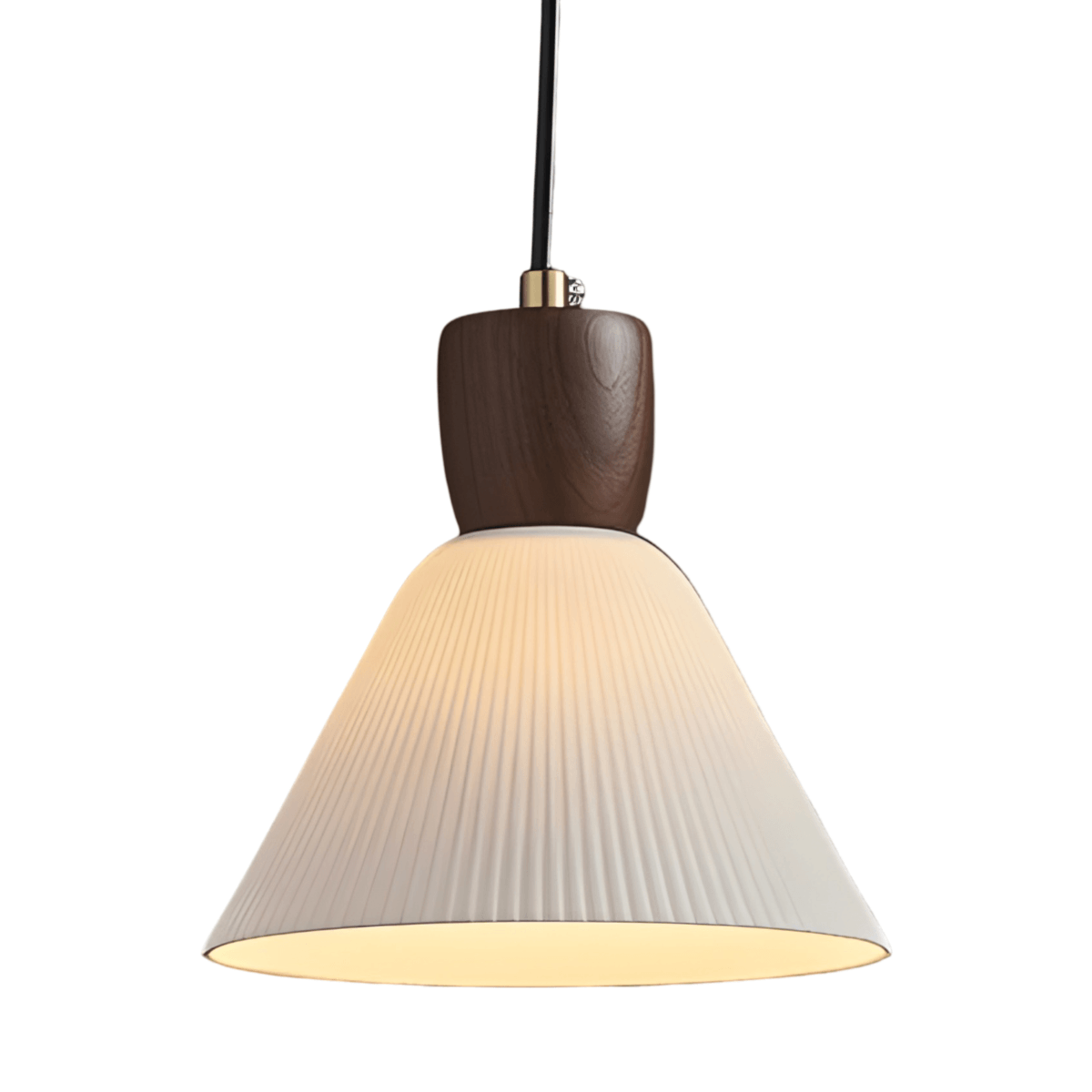 Luminária Pendente Moderna Minimalista Madeira Cerâmica Walnut - B