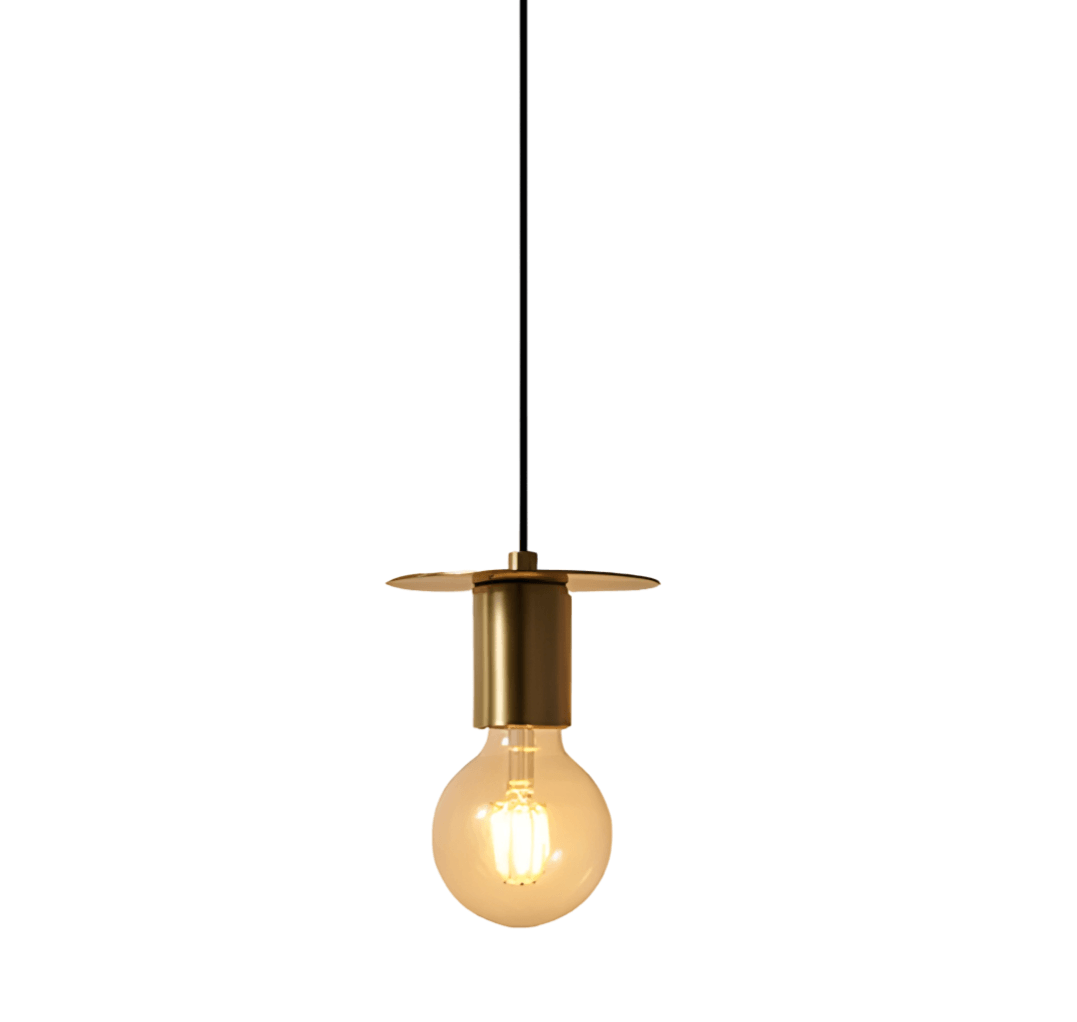 Luminária Pendente Moderna Minimalista Metal Madeira Zeno - A / Dourado