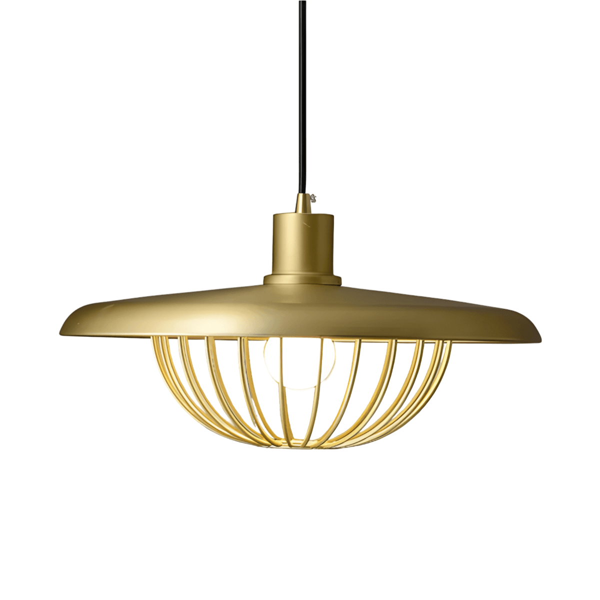 Luminária Pendente Moderna Minimalista Madeira Metal Perth - Dourado