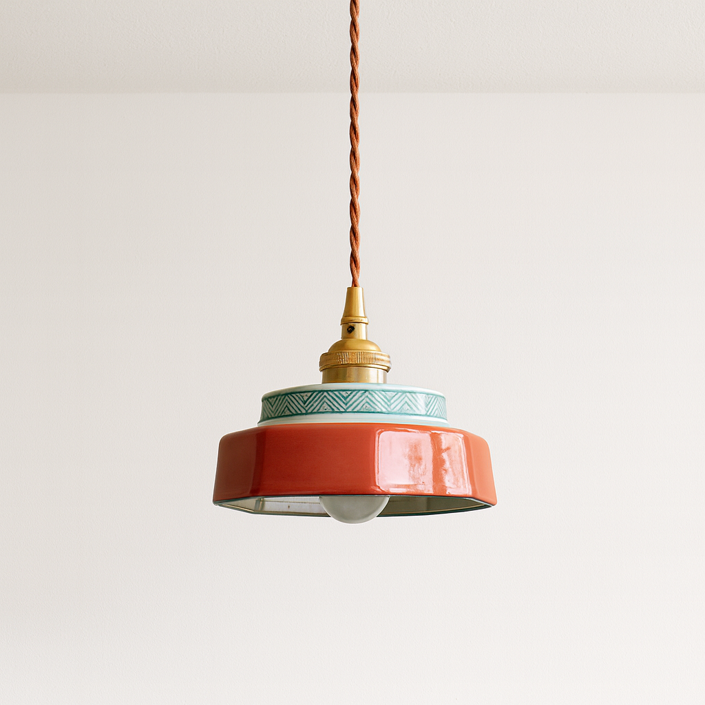 Luminária Pendente Moderna Minimalista Cerâmica Cherni