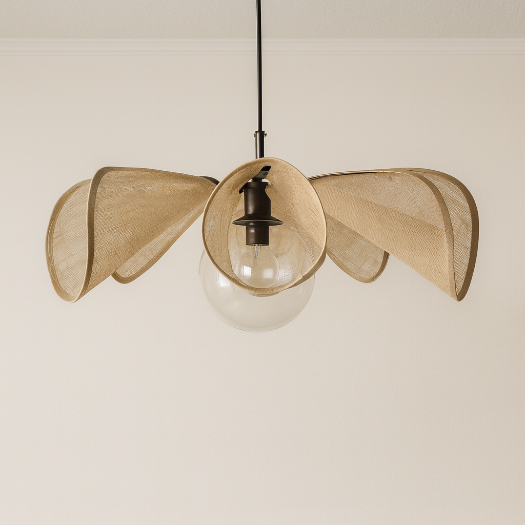 Luminária Pendente Moderna Minimalista Tecido Metal Vidro Slovian