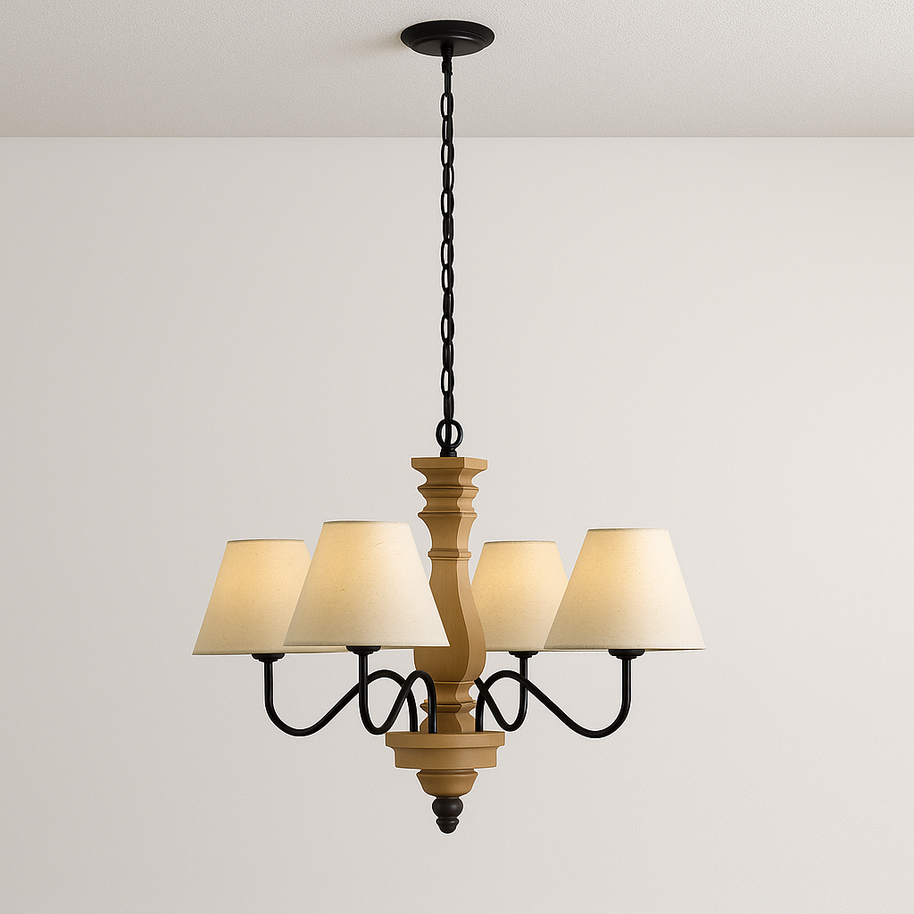 Luminária Pendente Moderna Minimalista Tecido Madeira Cojha