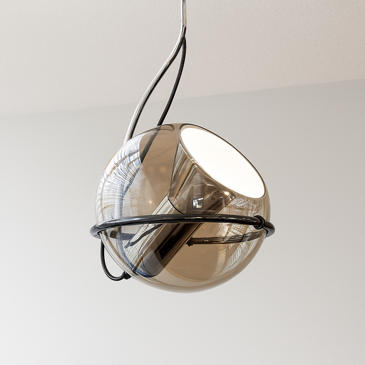 Luminária Pendente Moderno Minimalista Globo Vidro Ambar Oiren