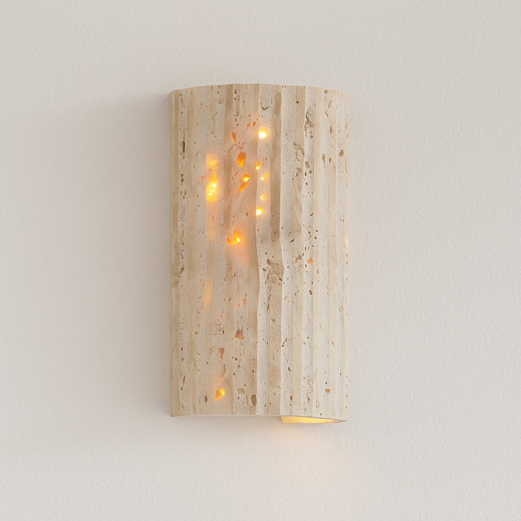 Luminária Arandela Moderna Minimalista LED Mármore Travertino Magari