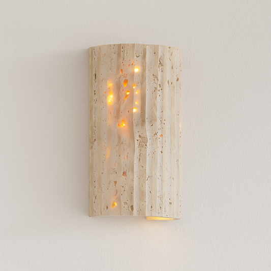 Luminária Arandela Moderna Minimalista LED Mármore Travertino Magari