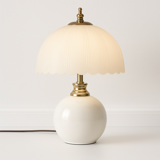 Luminária De Mesa Abajur Minimalista Vidro Cerâmica Melusi