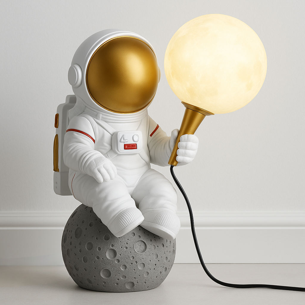 Luminária de Mesa Moderna Minimalista Infantil Astronauta Moon
