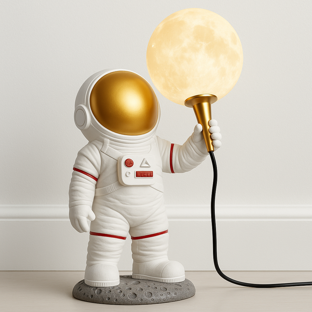 Luminária de Mesa Moderna Minimalista Infantil Astronauta Moon