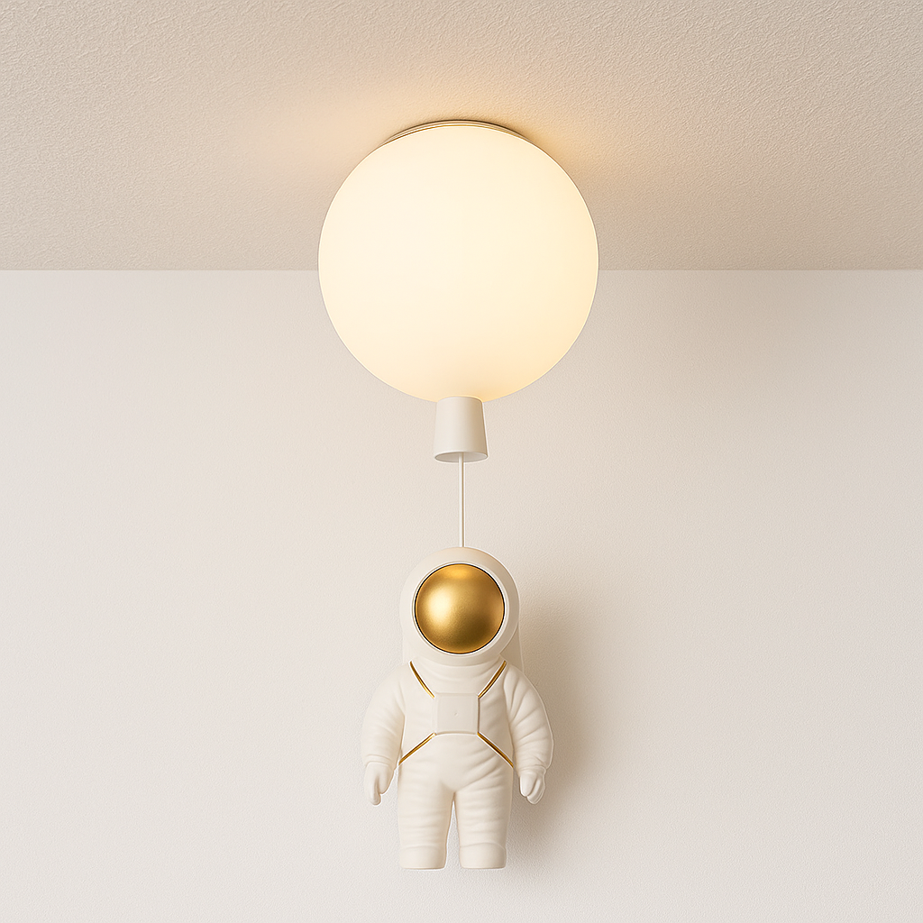 Luminária Plafon Moderna Infantil Lúdico Astronauta Lua Wings