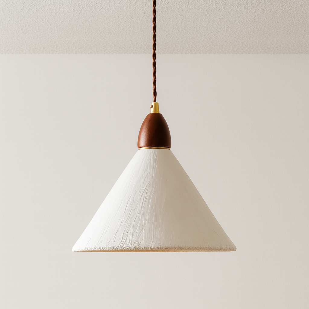 Luminária Pendente Moderna Minimalista Papel Madeira Pantal