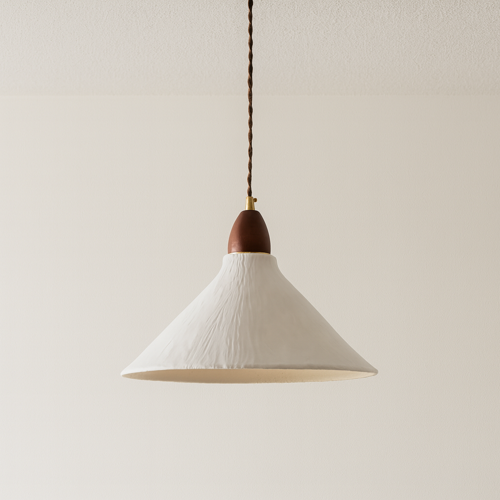 Luminária Pendente Moderna Minimalista Papel Madeira Pantal