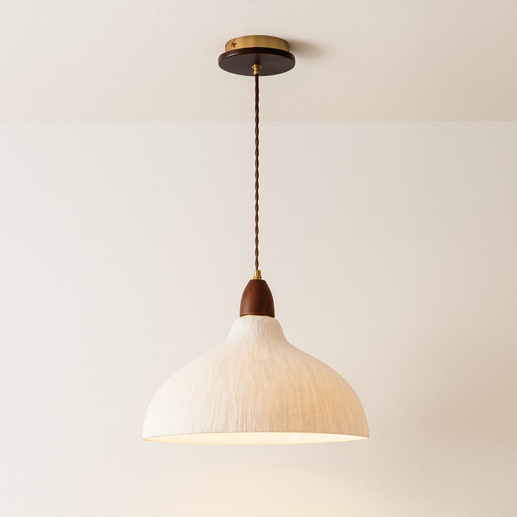 Luminária Pendente Moderna Minimalista Papel Madeira Pantal