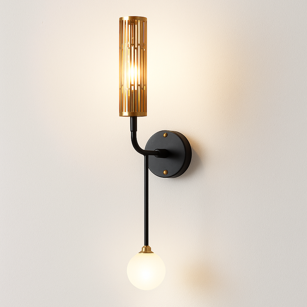 Luminária Arandela Moderna Minimalista Metal Globo Bola Vidro Ripple