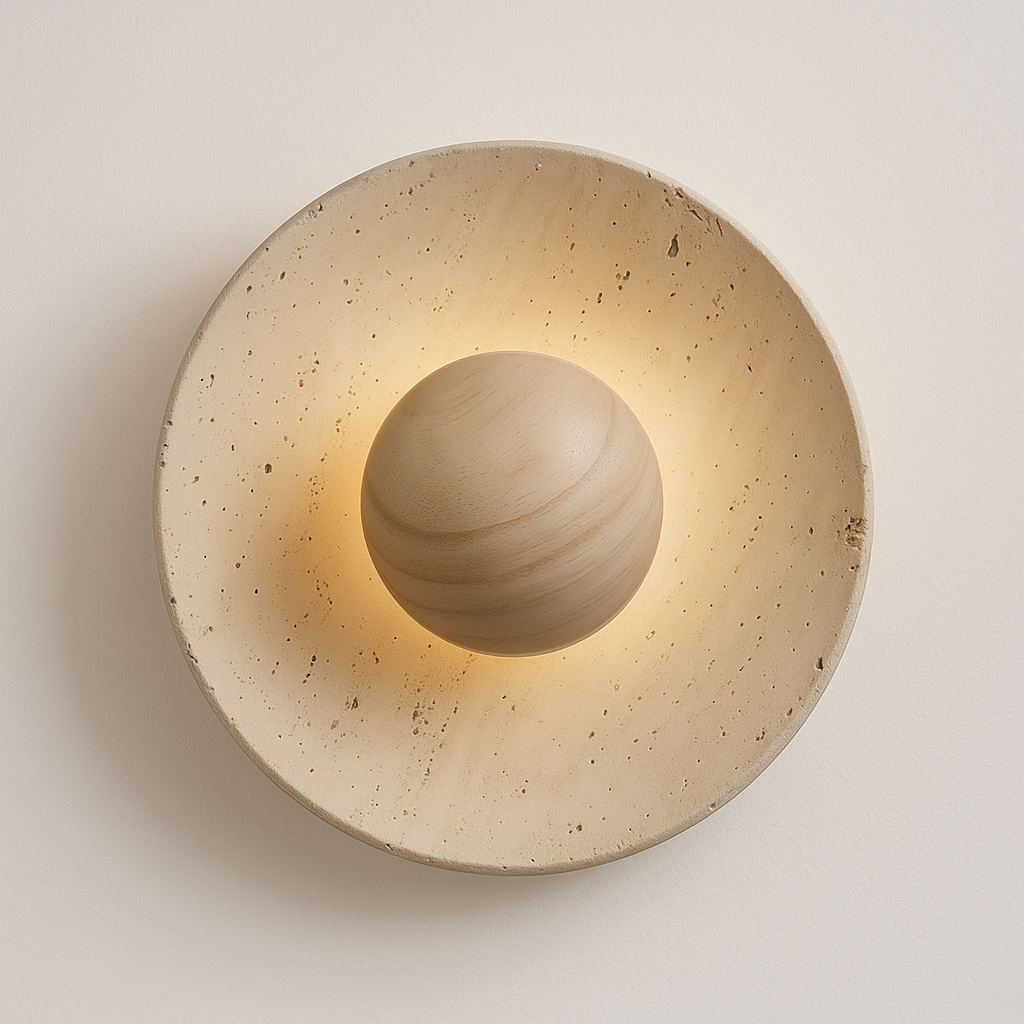 Luminária Arandela Moderna Minimalista LED Mármore Travertino Riggor