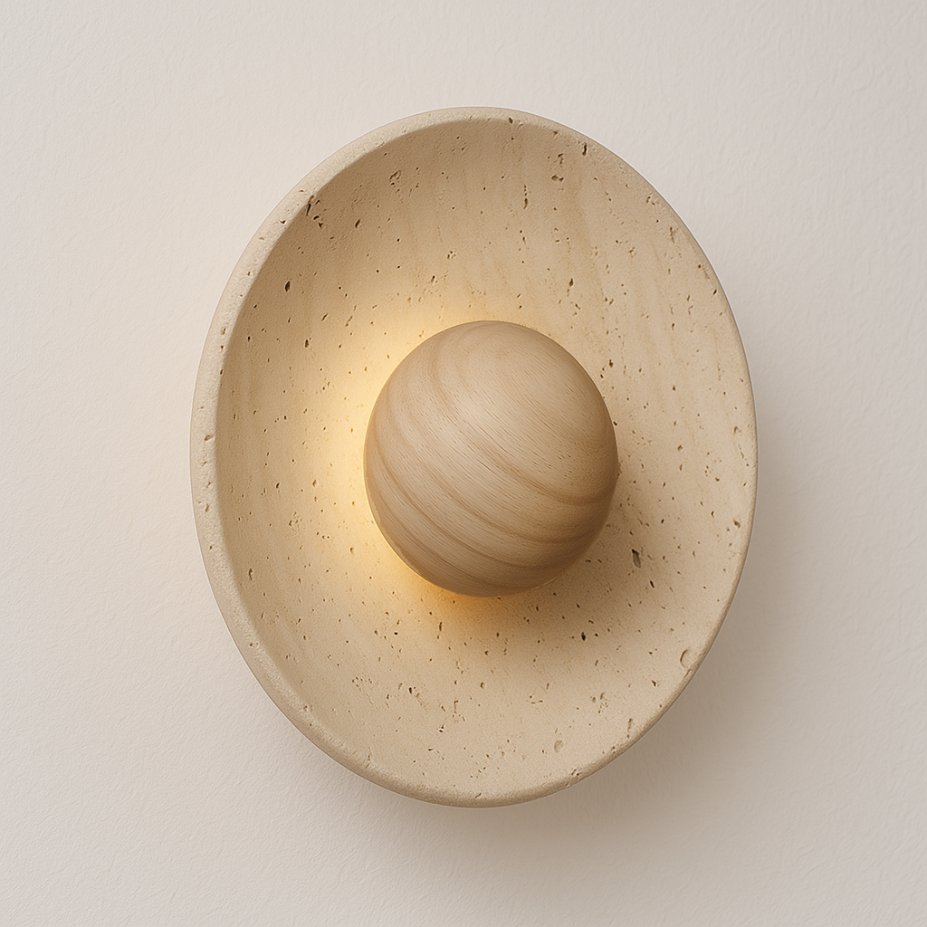 Luminária Arandela Moderna Minimalista LED Mármore Travertino Riggor