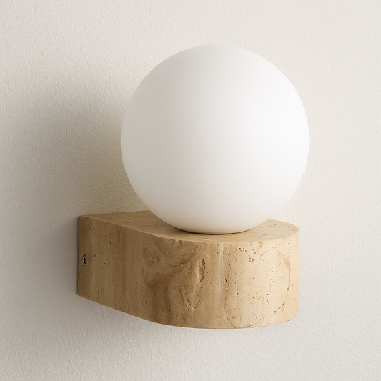 Luminária Arandela Moderna Minimalista Globo Bola Mármore Travertino Tunis