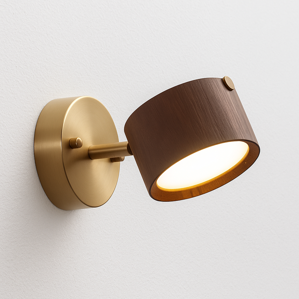 Luminária Arandela Moderna Minimalista LED Metal Madeira Barn