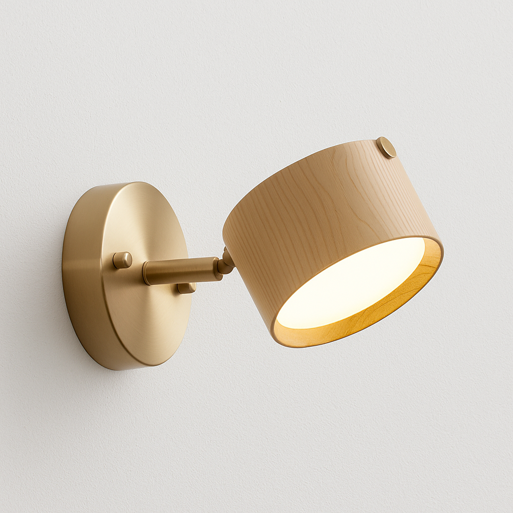 Luminária Arandela Moderna Minimalista LED Metal Madeira Barn