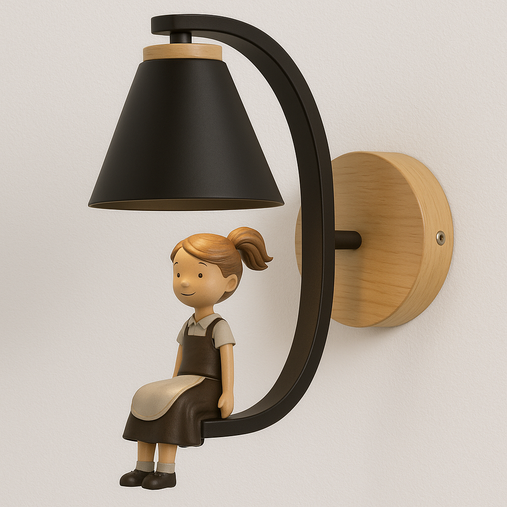 Luminária Arandela Moderna Retrô Infantil Madeira Metal Delight