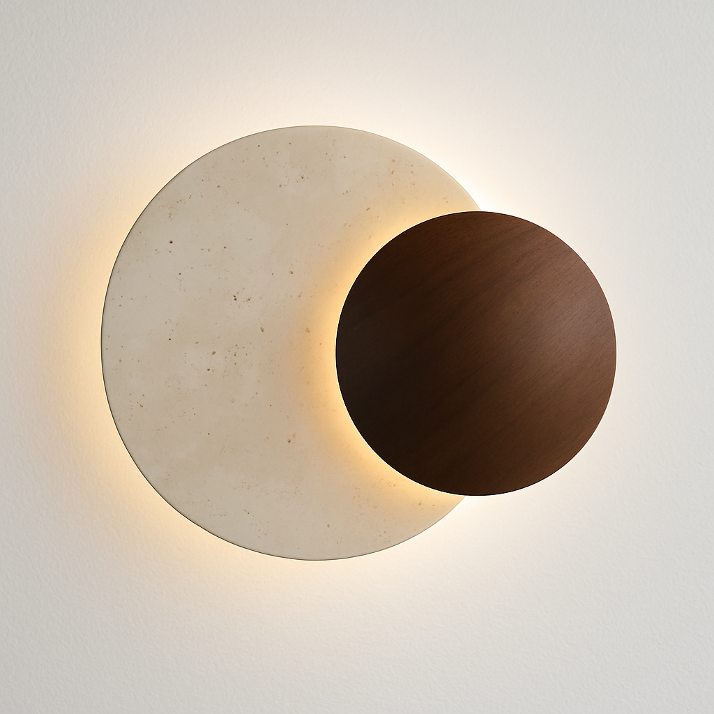 Luminária Arandela Moderna Minimalista LED Madeira Mármore Travertino LED Gontile