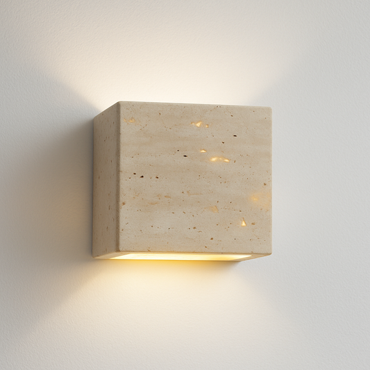 Luminária Arandela Moderna Minimalista LED Mármore Travertino Omma