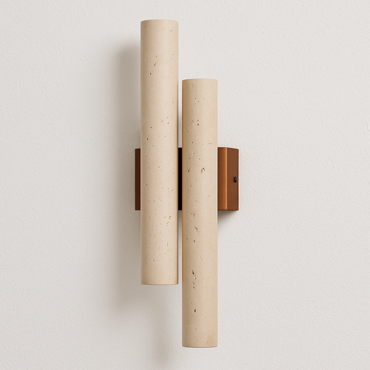 Luminária Arandela Moderna Minimalista Mármore Travertino Titte Double