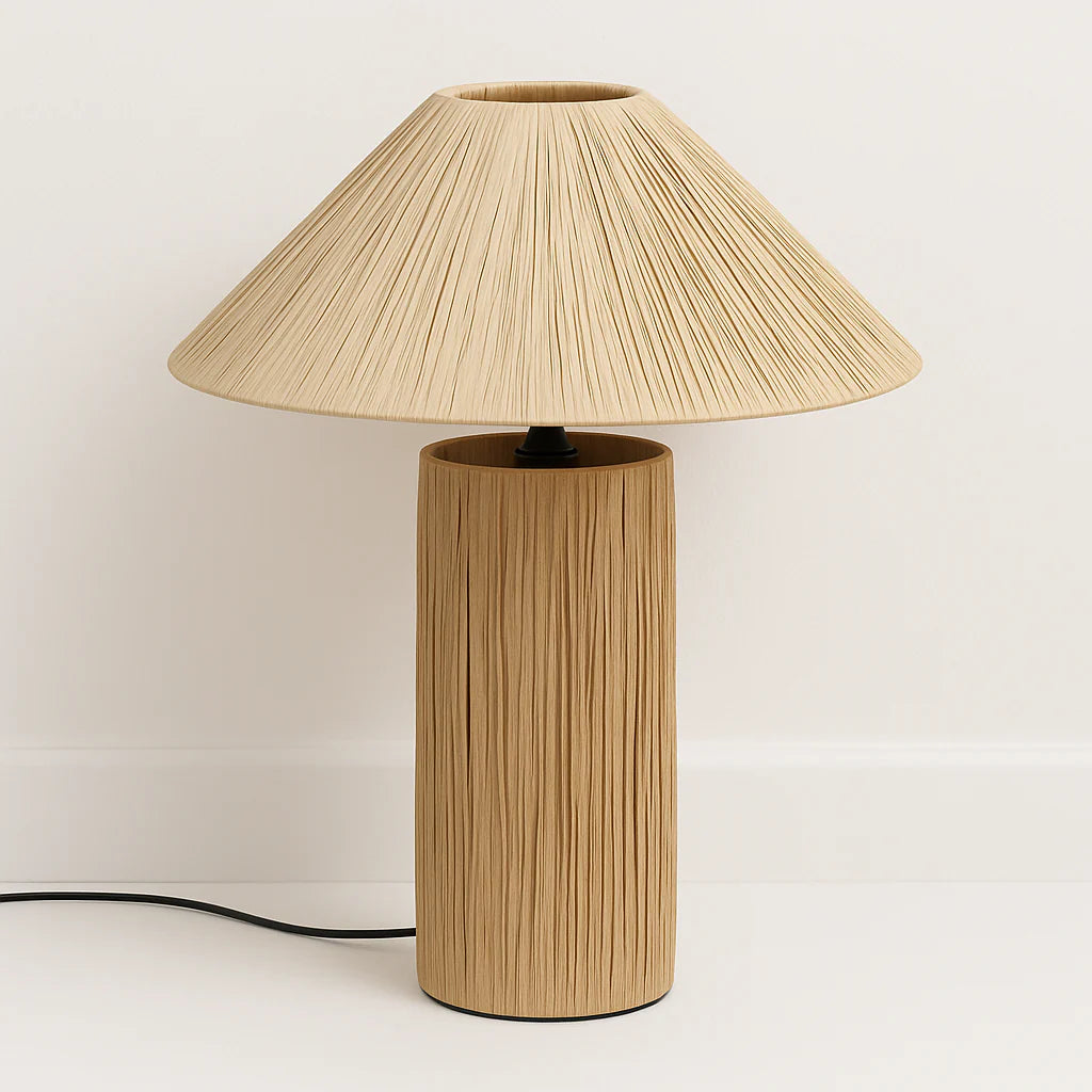 Luminária de Mesa Abajur Moderna Minimalista Rústica Palha Jolt