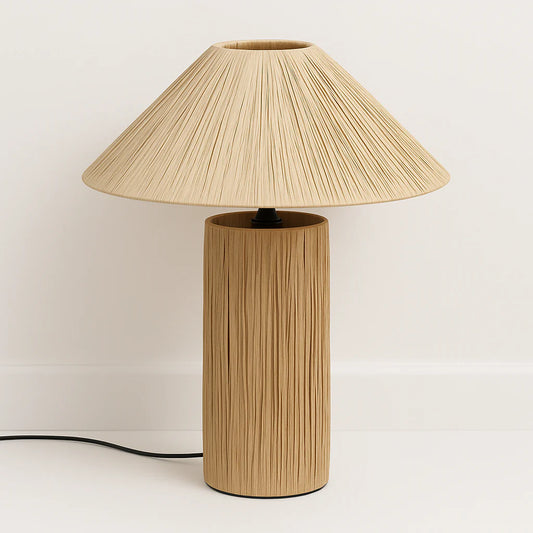 Luminária de Mesa Abajur Moderna Minimalista Rústica Palha Jolt
