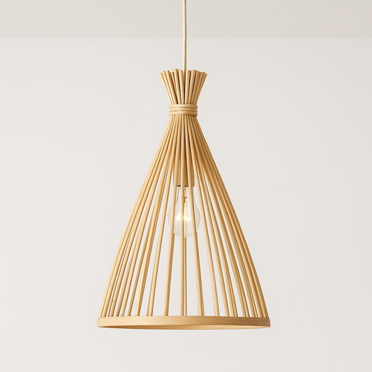 Luminária Pendente Moderno Minimalista Madeira Bamboo