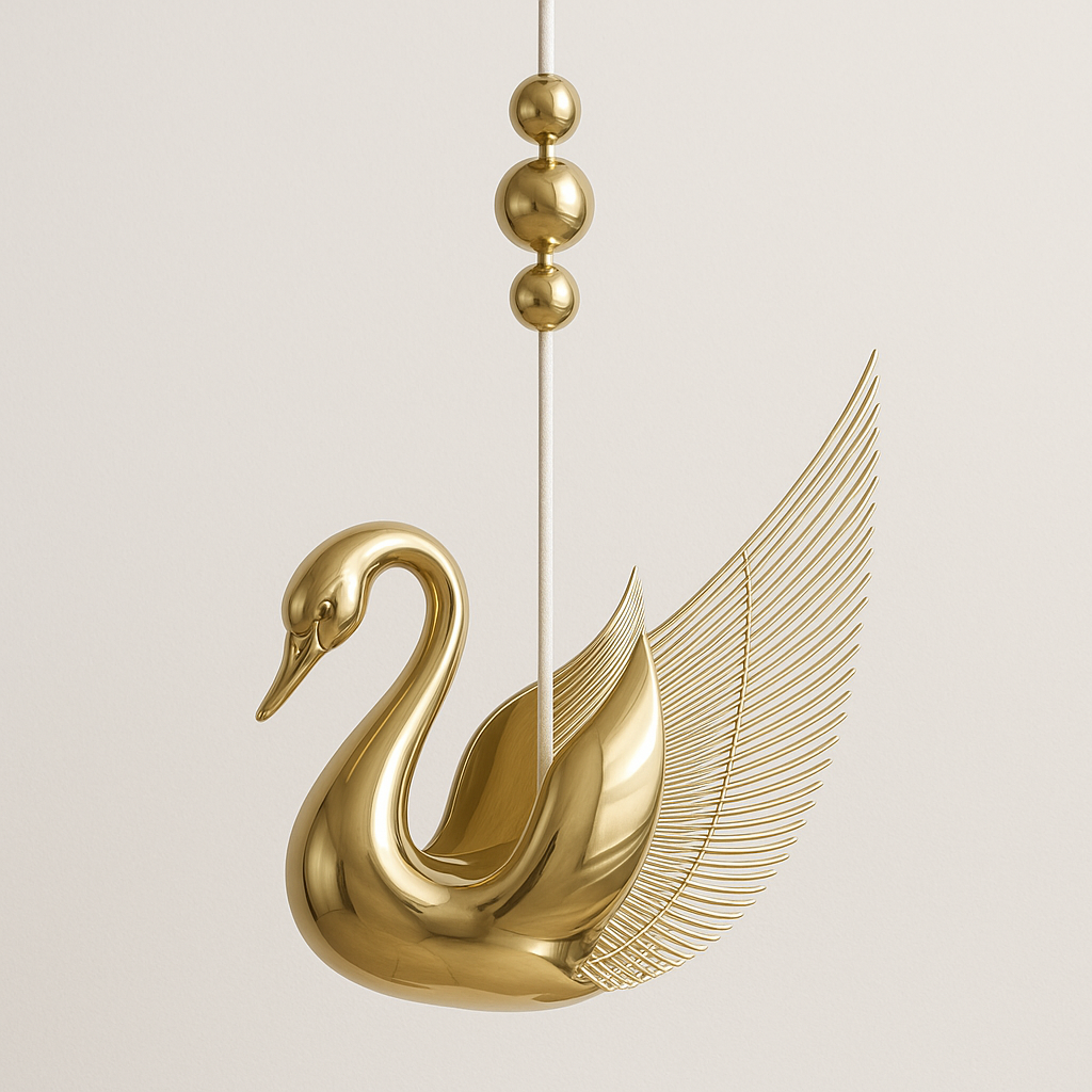 Luminária Pendente Moderno Minimalista Metal LED Dourado Cisne