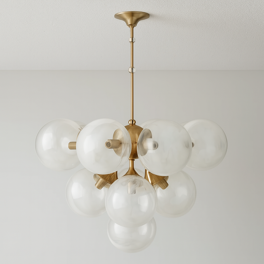 Luminária Lustre Pendente Moderno Clássico Globos Bolas Vidro Metal Hazze