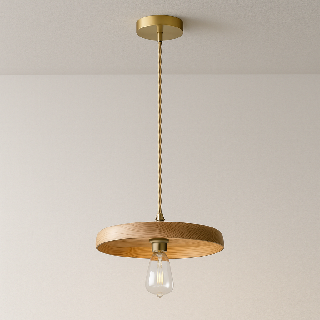 Luminária Pendente Moderna Minimalista Metal Madeira Zoya