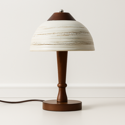 Luminária de Mesa Abajur Moderna Minimalista LED Cerâmica Madeira Ollie