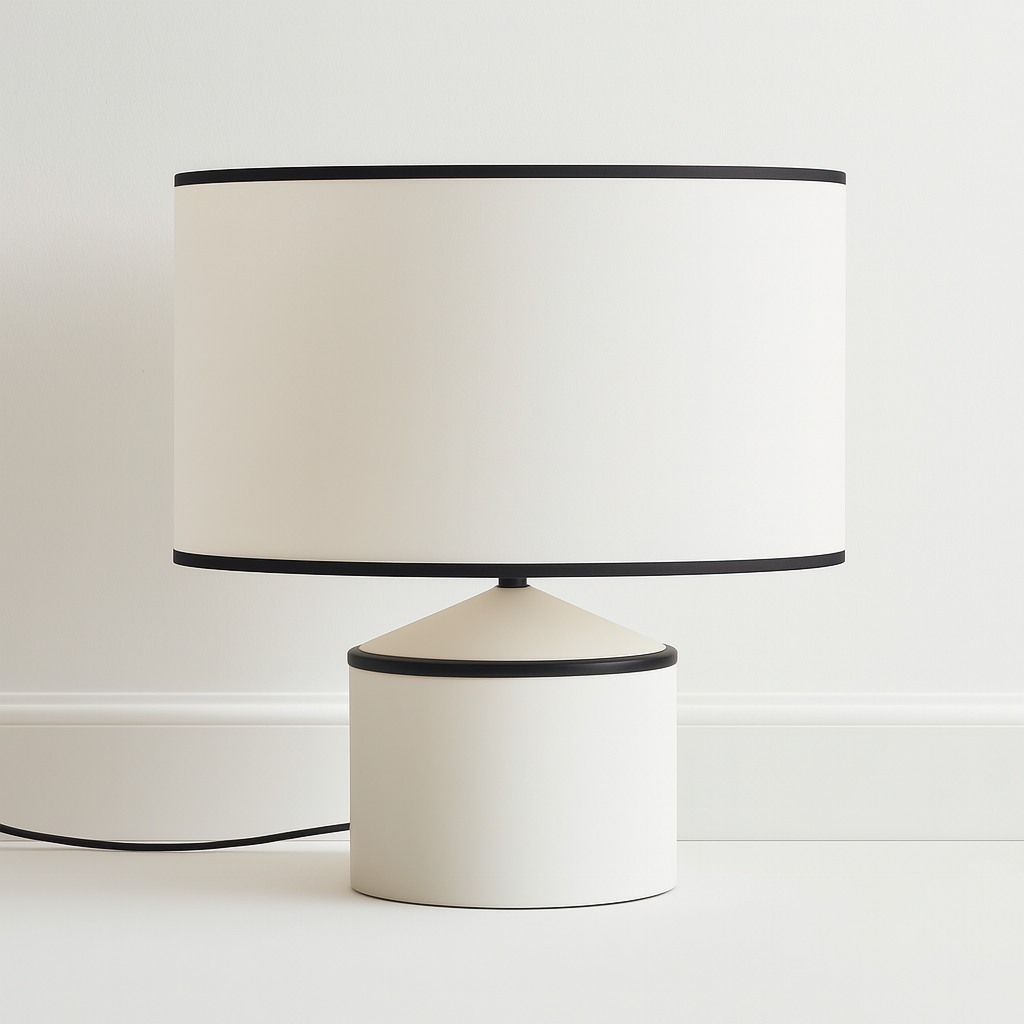Luminária De Mesa Abajur Minimalista Tecido Metal Brigitte