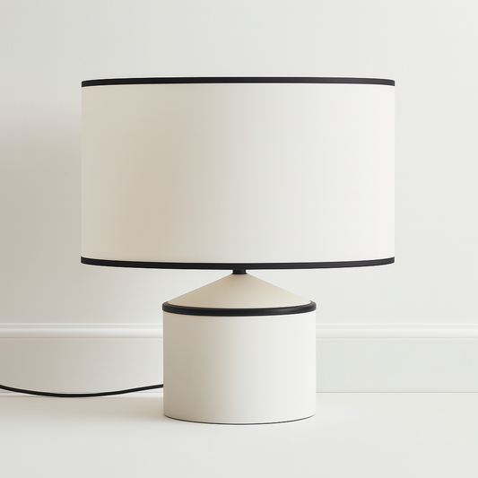 Luminária De Mesa Abajur Minimalista Tecido Metal Brigitte