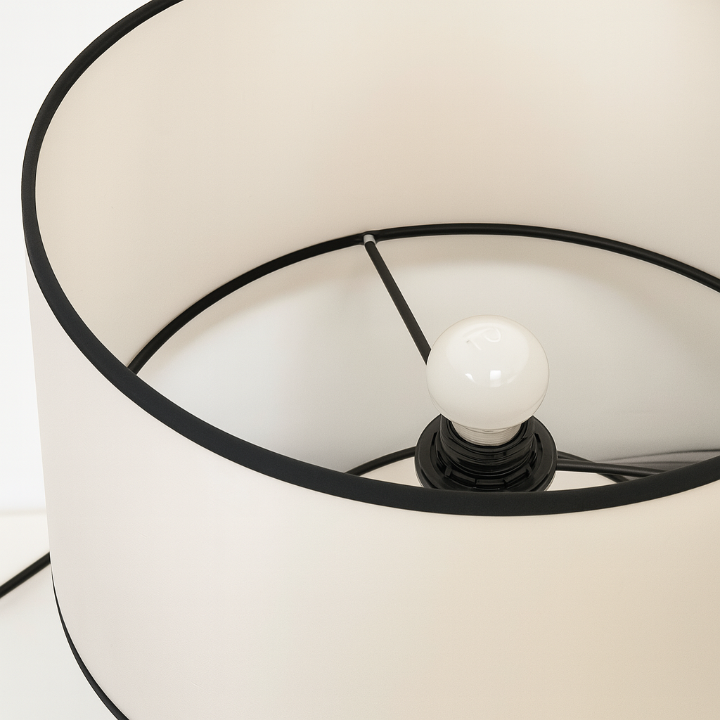 Luminária De Mesa Abajur Minimalista Tecido Metal Brigitte